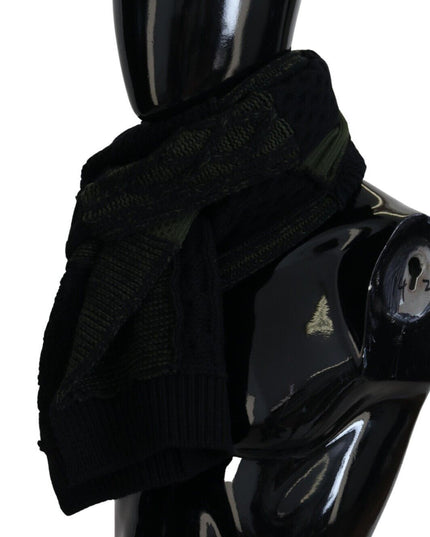 Dolce & Gabbana Black Green Knitted Men Neck Wrap Shawl Scarf