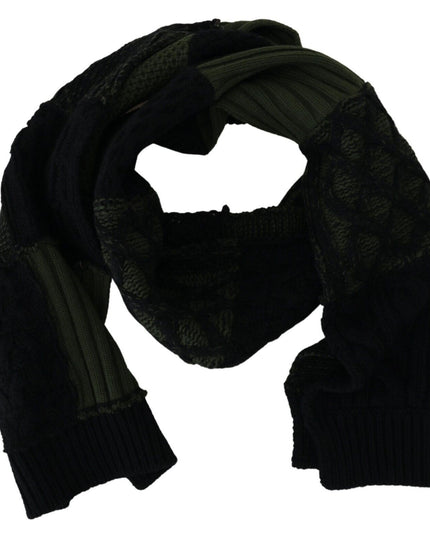 Dolce & Gabbana Black Green Knitted Men Neck Wrap Shawl Scarf