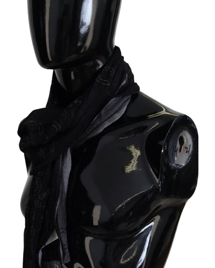 Costume National Black Grey Logo Print Men Neck Wrap Shawl Scarf