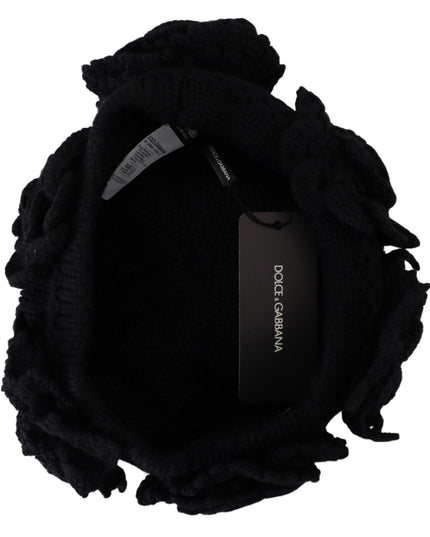 Dolce & Gabbana Black Wool Knit Winter Beanie Hat