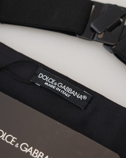 Dolce & Gabbana Black Polka Dot Wide Waist Men Belt Cummerband