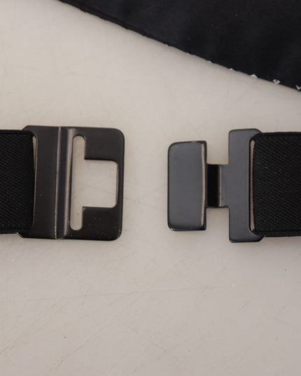 Dolce & Gabbana Black Polka Dot Wide Waist Men Belt Cummerband