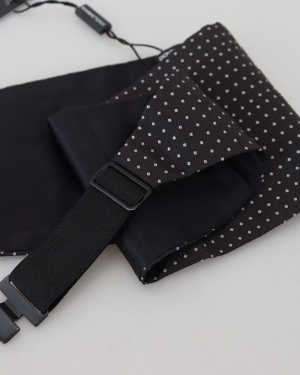 Dolce & Gabbana Black Polka Dot Wide Waist Men Belt Cummerband