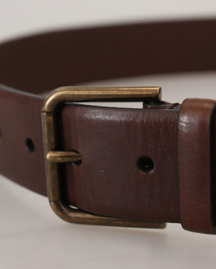 Dolce & Gabbana Brown Leather Gold Metal Buckle Carabiner Belt