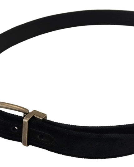Dolce & Gabbana Black Velvet Leather Antique Metal Buckle