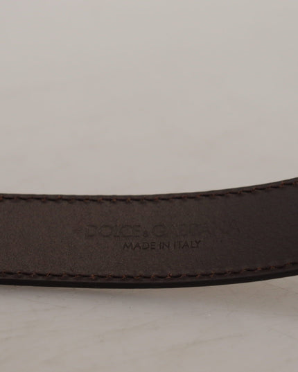 Dolce & Gabbana Gold Leather Silver Square Metal Buckle Belt