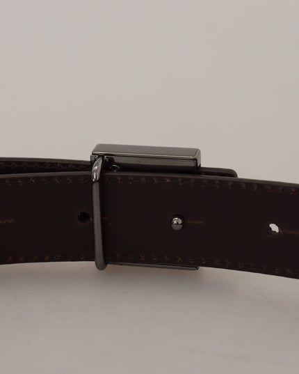 Dolce & Gabbana Gold Leather Silver Square Metal Buckle Belt