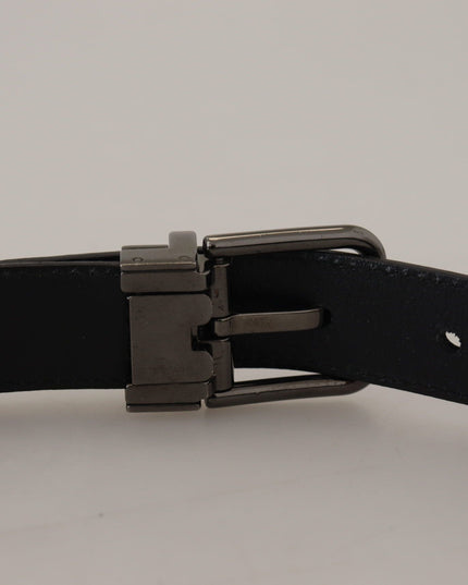 Dolce & Gabbana Blue Leather Silver Metal Buckle Vintage Belt