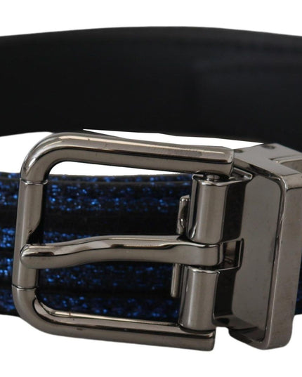 Dolce & Gabbana Blue Jacquard Stripe Silver Buckle Belt