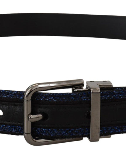 Dolce & Gabbana Blue Jacquard Stripe Silver Buckle Belt
