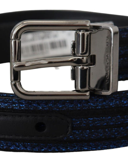 Dolce & Gabbana Blue Jacquard Stripe Silver Buckle Belt