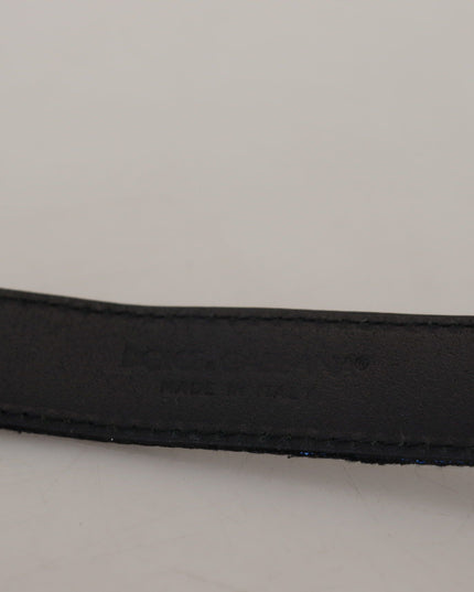 Dolce & Gabbana Blue Jacquard Stripe Silver Buckle Belt
