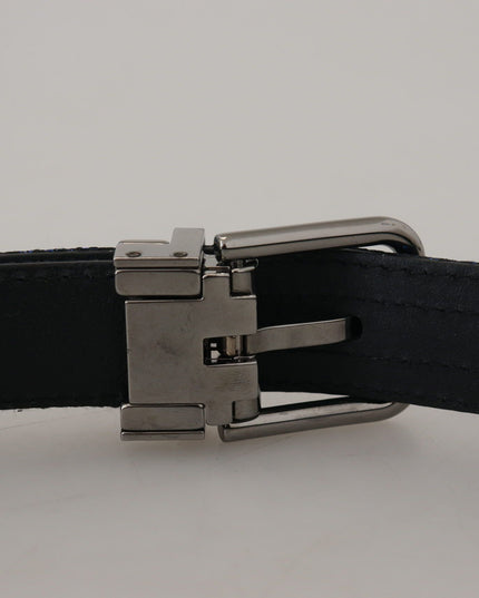 Dolce & Gabbana Blue Jacquard Stripe Silver Buckle Belt