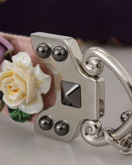 Dolce & Gabbana Multicolor Floral Appliques Metal Shoulder Strap