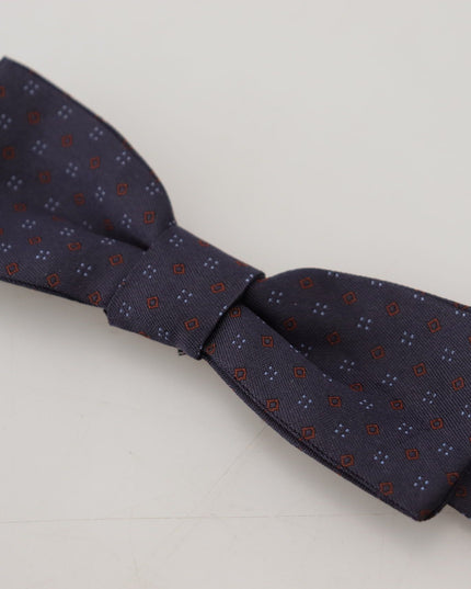 Dolce & Gabbana Blue Pattern Silk Adjustable Neck Papillon Bow Tie
