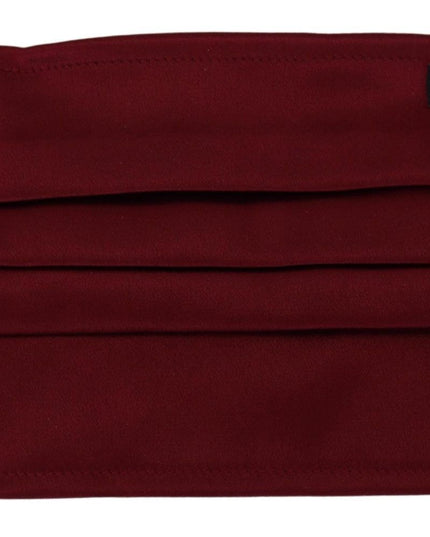 Dolce & Gabbana Maroon Silk Pleated Elastic Ear Strap One Size Face Mask