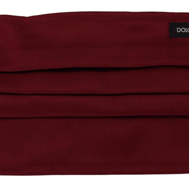 Dolce & Gabbana Maroon Silk Pleated Elastic Ear Strap One Size Face Mask