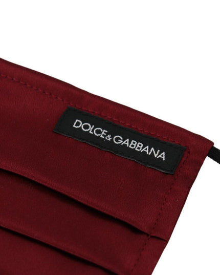 Dolce & Gabbana Maroon Silk Pleated Elastic Ear Strap One Size Face Mask