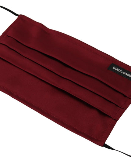 Dolce & Gabbana Maroon Silk Pleated Elastic Ear Strap One Size Face Mask