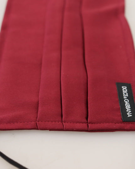 Dolce & Gabbana Maroon Silk Pleated Elastic Ear Strap One Size Face Mask