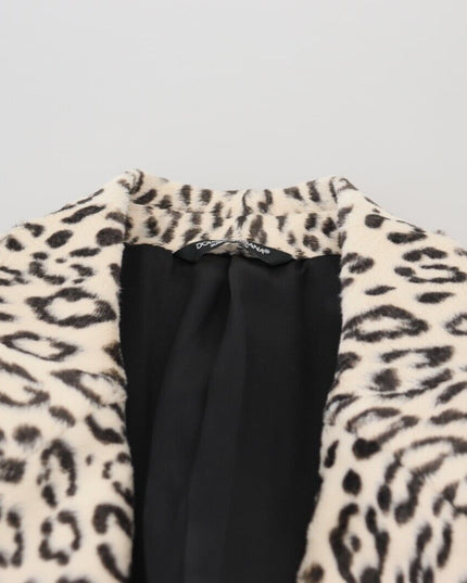 Dolce & Gabbana White Leopard Single Breasted Coat Blazer