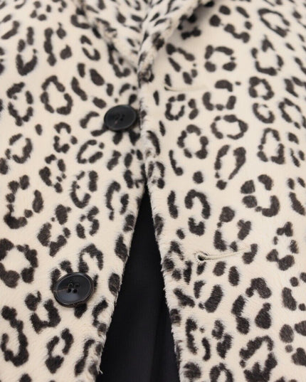 Dolce & Gabbana White Leopard Single Breasted Coat Blazer