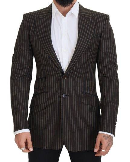 Dolce & Gabbana Black Brown Stripes Single Breasted Blazer