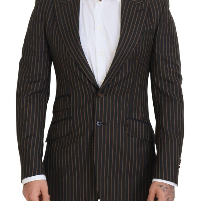 Dolce & Gabbana Black Brown Stripes Single Breasted Blazer