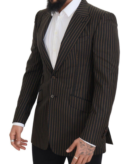 Dolce & Gabbana Black Brown Stripes Single Breasted Blazer