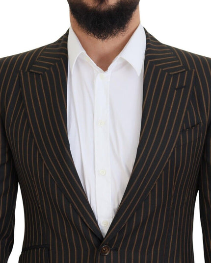 Dolce & Gabbana Black Brown Stripes Single Breasted Blazer
