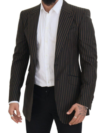 Dolce & Gabbana Black Brown Stripes Single Breasted Blazer