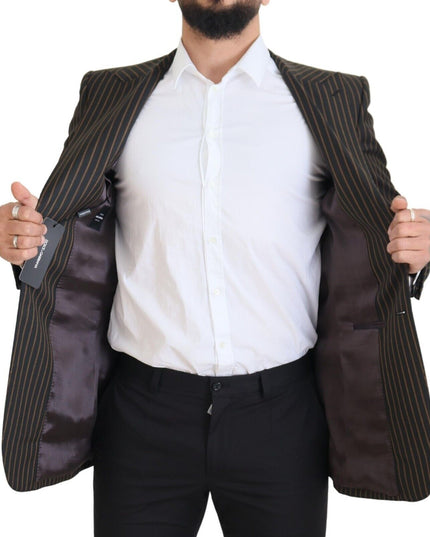 Dolce & Gabbana Black Brown Stripes Single Breasted Blazer