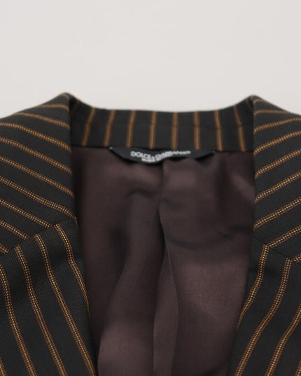 Dolce & Gabbana Black Brown Stripes Single Breasted Blazer