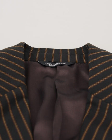 Dolce & Gabbana Black Brown Stripes Single Breasted Blazer