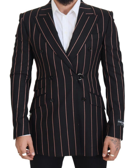 Dolce & Gabbana Black Stripes Viscose Double Breasted Blazer