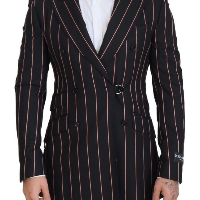 Dolce & Gabbana Black Stripes Viscose Double Breasted Blazer