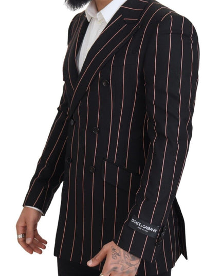 Dolce & Gabbana Black Stripes Viscose Double Breasted Blazer
