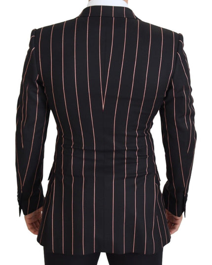 Dolce & Gabbana Black Stripes Viscose Double Breasted Blazer