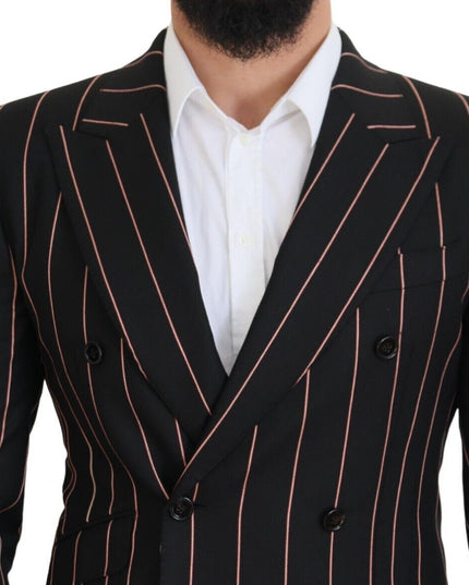 Dolce & Gabbana Black Stripes Viscose Double Breasted Blazer