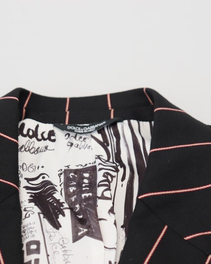 Dolce & Gabbana Black Stripes Viscose Double Breasted Blazer