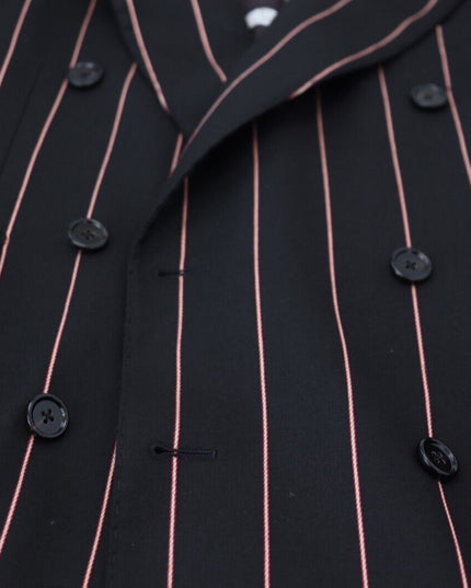 Dolce & Gabbana Black Stripes Viscose Double Breasted Blazer