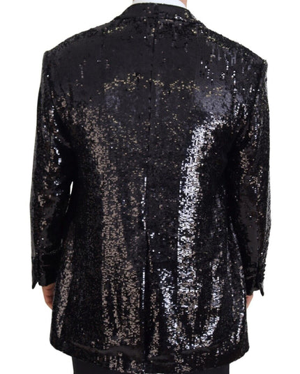 Dolce & Gabbana Black Sequined Cow Pattern Nylon Blazer