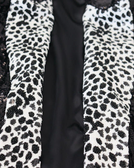 Dolce & Gabbana Black Sequined Cow Pattern Nylon Blazer