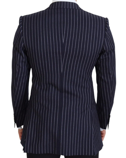 Dolce & Gabbana Dark Blue Stripe Wool Single Breasted Blazer