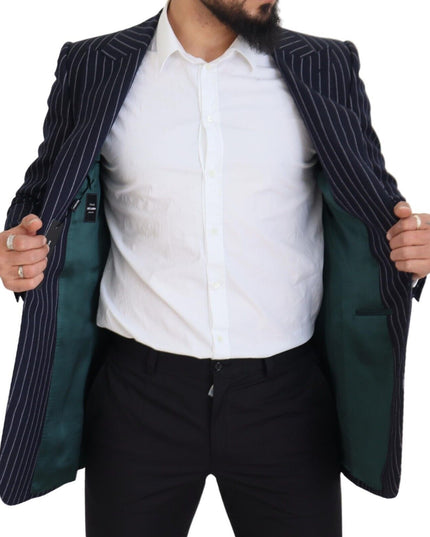 Dolce & Gabbana Dark Blue Stripe Wool Single Breasted Blazer
