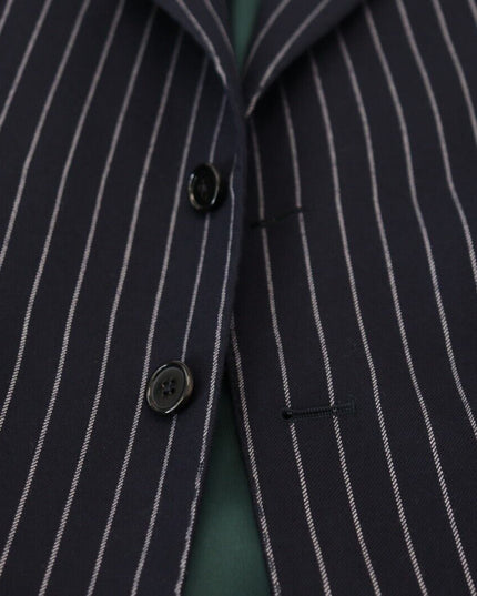 Dolce & Gabbana Dark Blue Stripe Wool Single Breasted Blazer