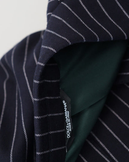 Dolce & Gabbana Dark Blue Stripe Wool Single Breasted Blazer