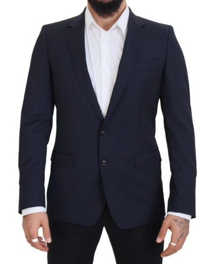 Dolce & Gabbana Dark Blue Wool Single Breasted MARTINI Blazer