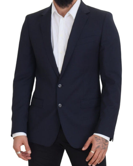 Dolce & Gabbana Dark Blue Wool Single Breasted MARTINI Blazer