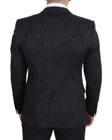 Dolce & Gabbana Black Floral Brocade 2 Piece MARTINI Suit